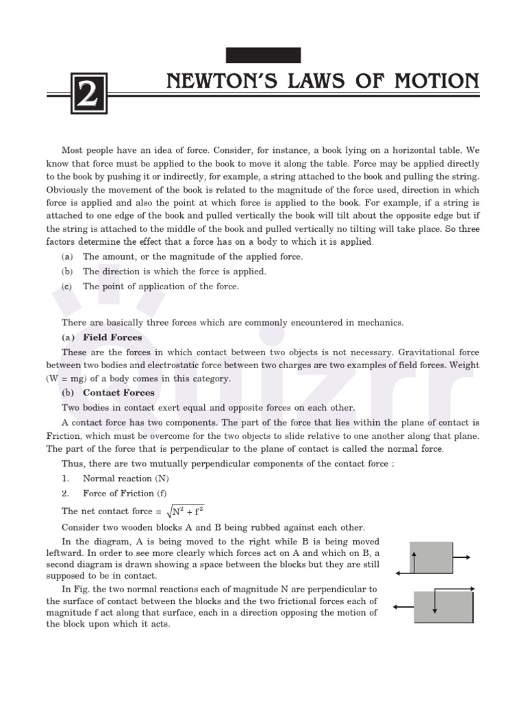 02 Newton Laws of Motion Revision Notes Quizrr | PDF | Force | Tension ...