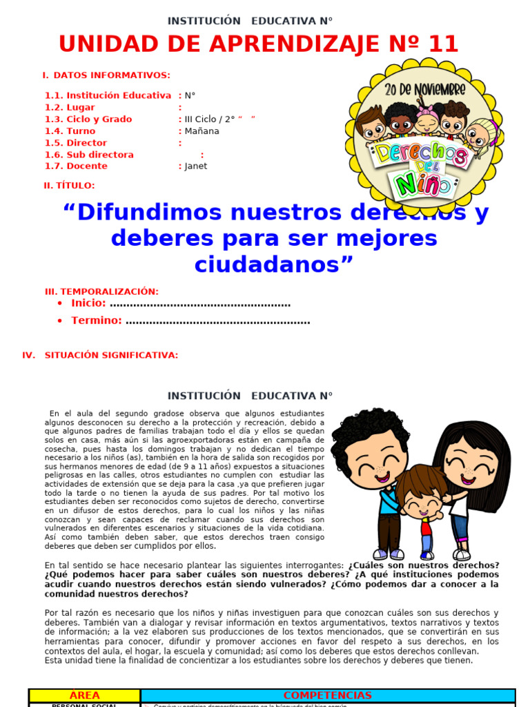 Unidad de Aprendizaje #11 - 2º Grado Maestra Janet | PDF | Cómics ...