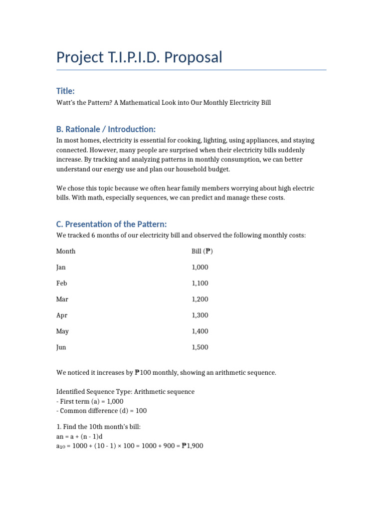 Electricity Bill Pattern Proposal | PDF