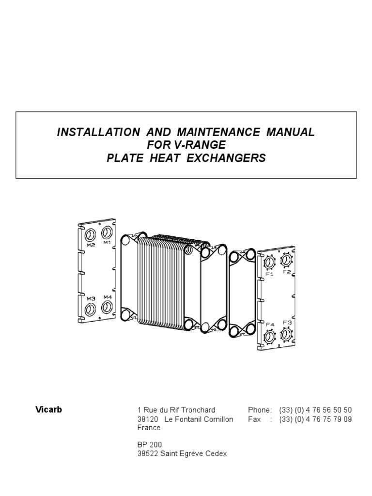 Vicarb Plate Heat Exchanger Manual | PDF | Leak | Nut (Hardware)