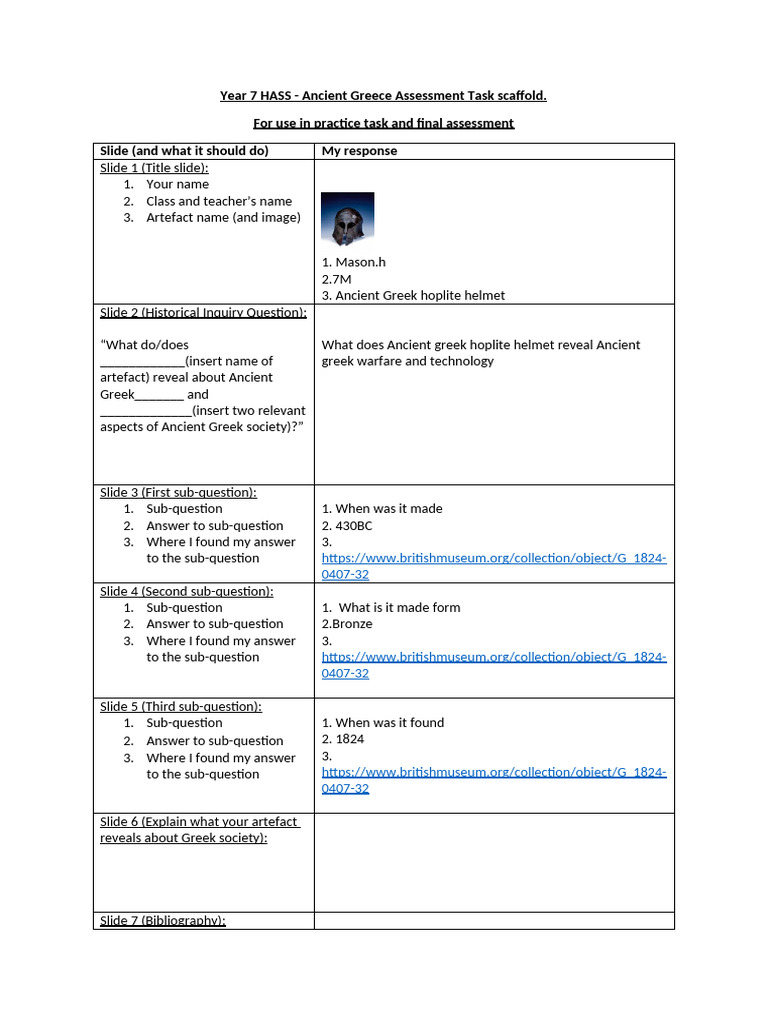 7 HASS Inst 4 - Assessment Task Scaffold - 2024 | PDF