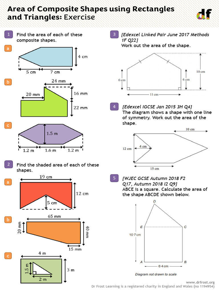 Area of Composite Shapes Using Rectangles and Triangles - Exercise ...