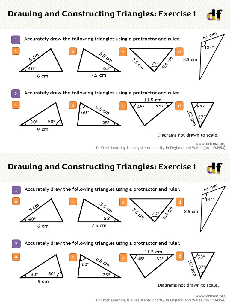 Drawing and Constructing Triangles - Exercise 1 | PDF