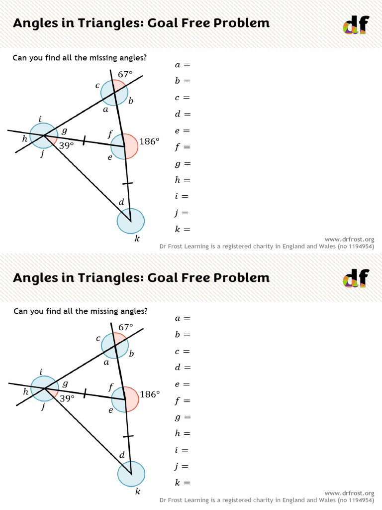 Angles in Triangles - Goal Free Problem | PDF
