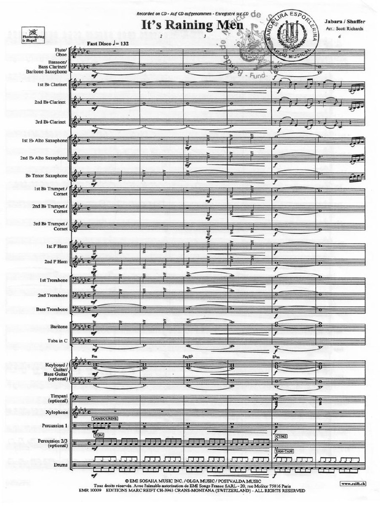 It's Raining Men Arr Scott Richards Score | PDF