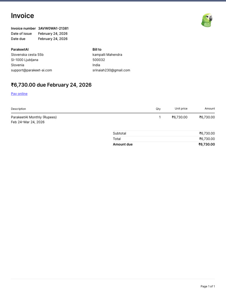 Invoice 3AVW0WA1 21381 | PDF