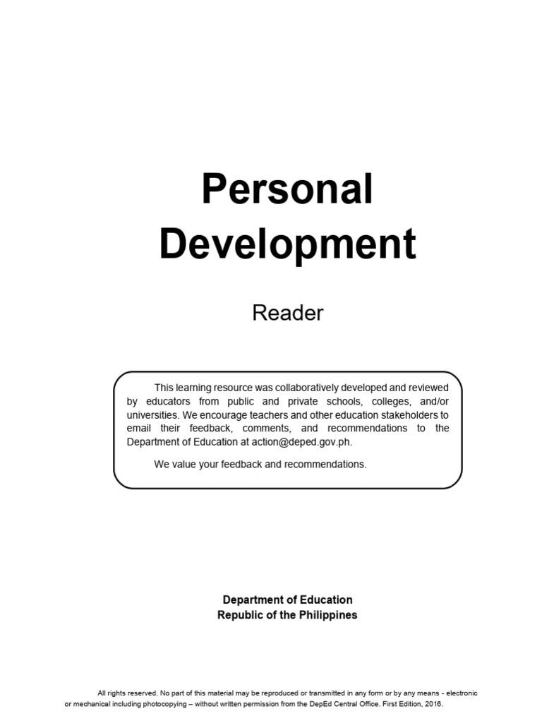 LM PersonalDevelopment Grade11 | PDF | Feeling | Self Concept