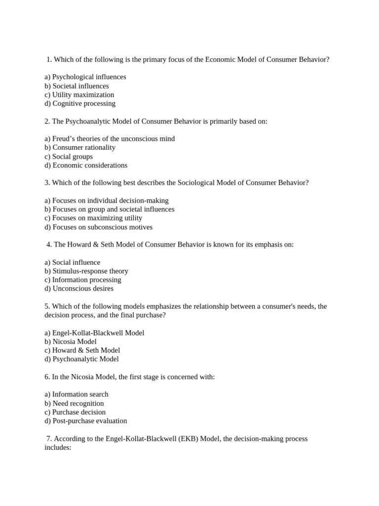 CB MCQ | PDF | Consumer Behaviour | Decision Making
