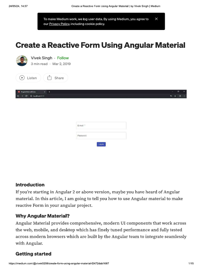 Create A Reactive Form Using Angular Material | PDF