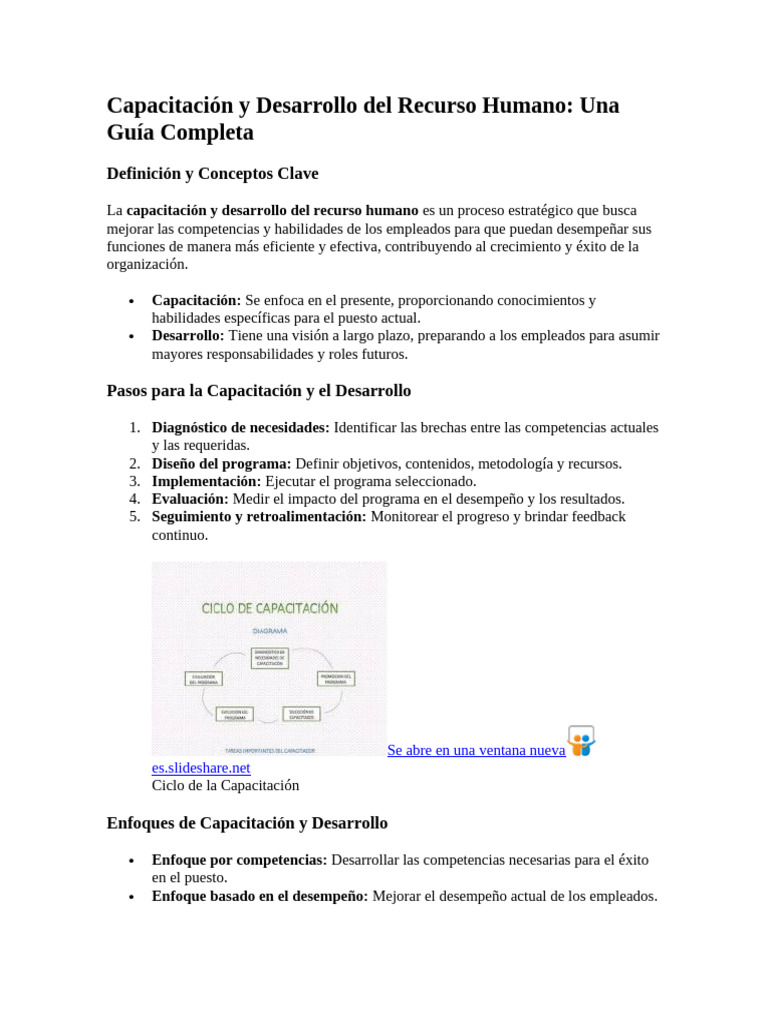 Capacitación y Desarrollo Del Recurso Humano | PDF | Gestión de ...