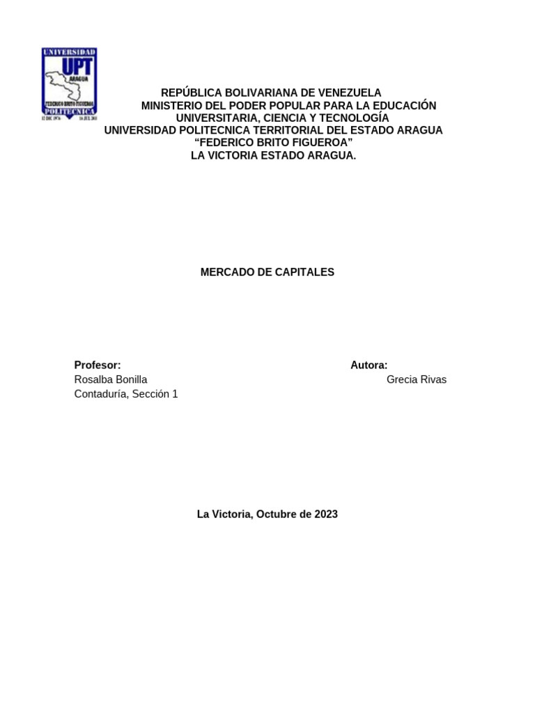 Mercado de Capitales | PDF | Sistema financiero | Inversiones