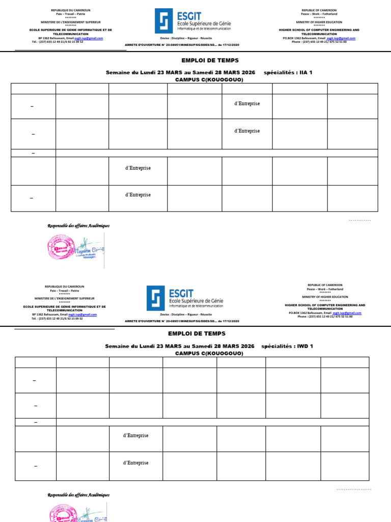 Esgit 1 Semaine Du 23 Mars 2026 | PDF | Sciences physiques | Science