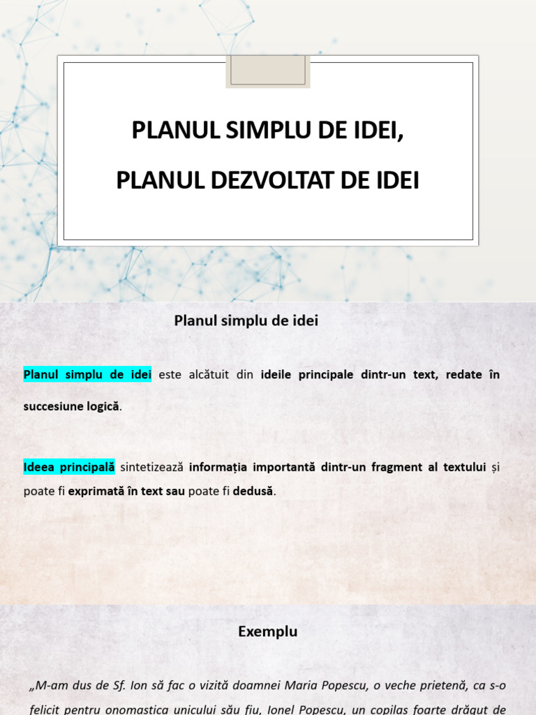 r050109_clasa a v-A_planul Simplu de Idei,Planul Dezvoltat de Idei_v2 | PDF