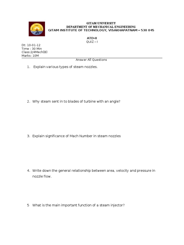 Atd-2 Quiz-I | PDF