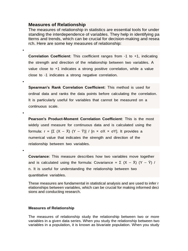 Measures of Relationship | PDF | Linear Regression | Regression Analysis