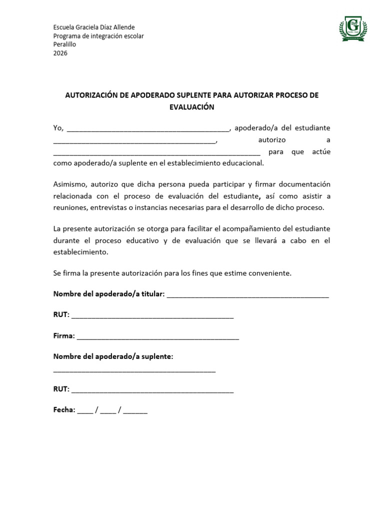Autorización Apoderado Suplente | PDF