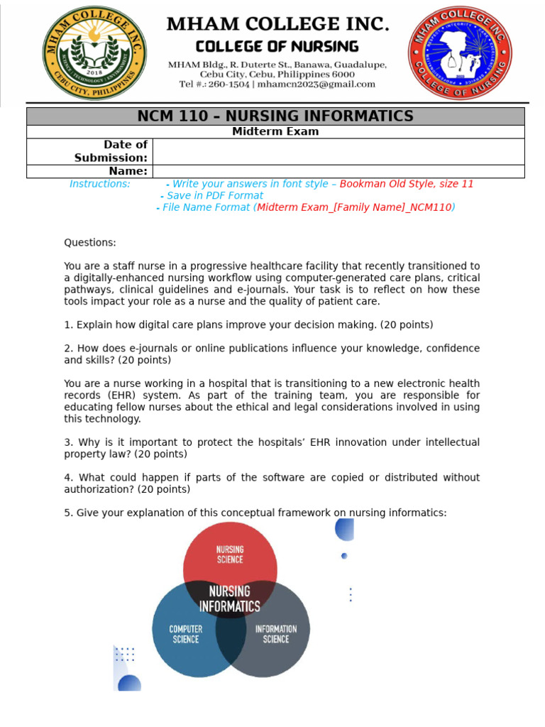 NCM 110 Midterm Exam 2026 2 | PDF
