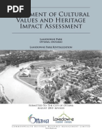 City of Ottawa's Statement of Cultural Values and Heritage Impact Assessment of Lansdowne Coliseum