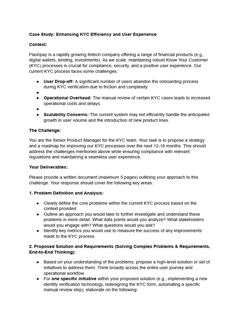 Case Study - Enhancing KYC Efficiency and User Experience | PDF ...
