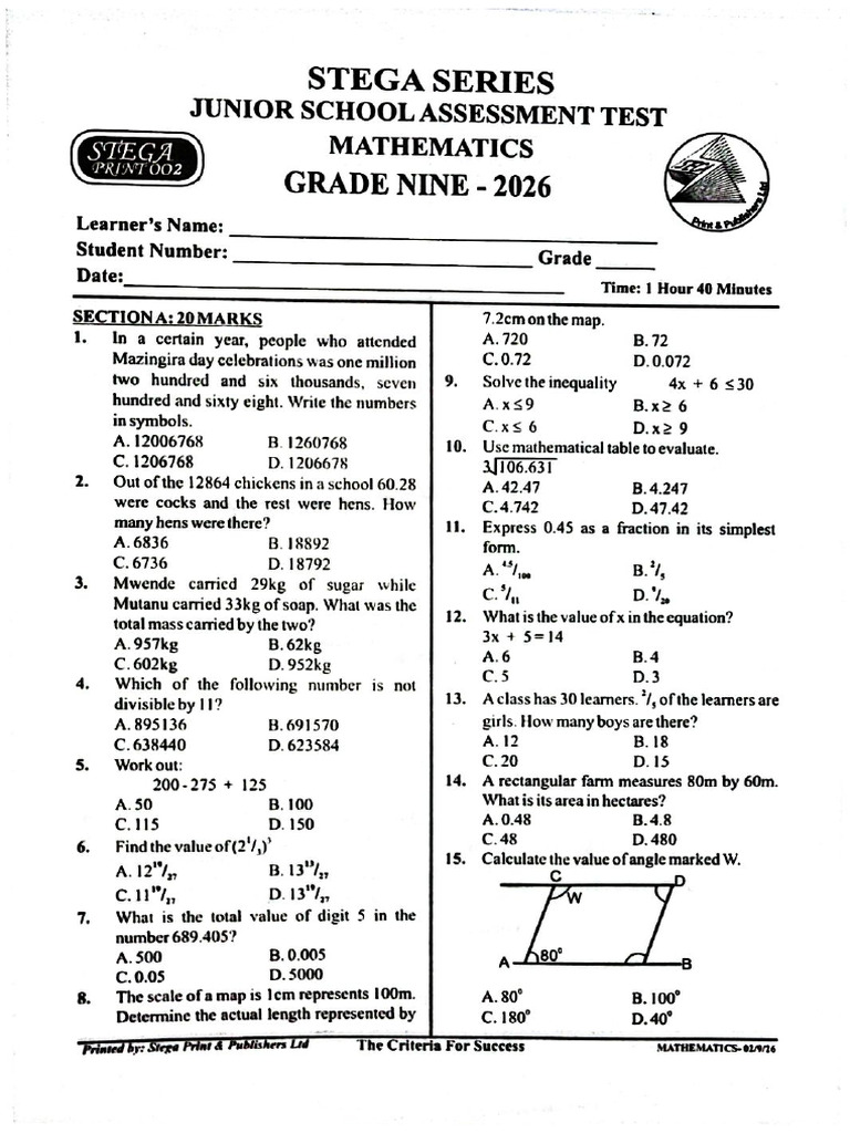 Maths Grade 9 | PDF