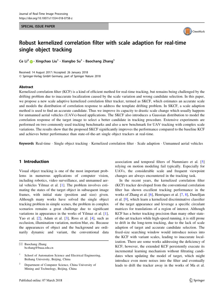 Robust Kernelized Correlation Filter With Scale Adaption For Real-Time ...