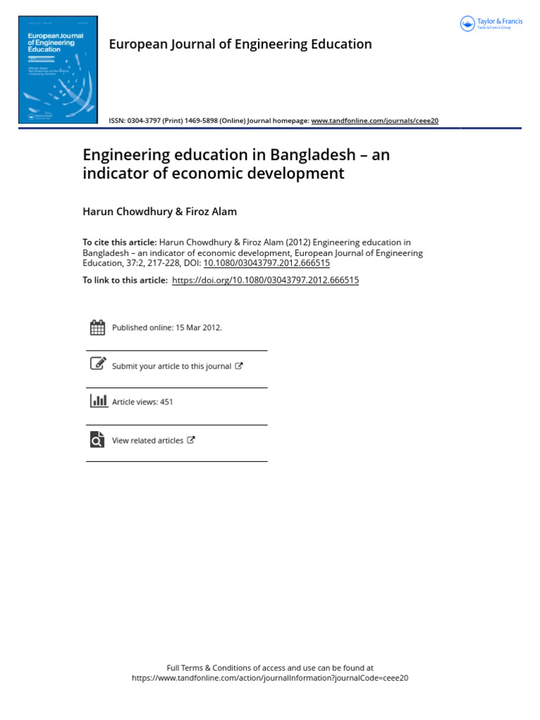 Engineering Education in Bangladesh An Indicator of Economic ...
