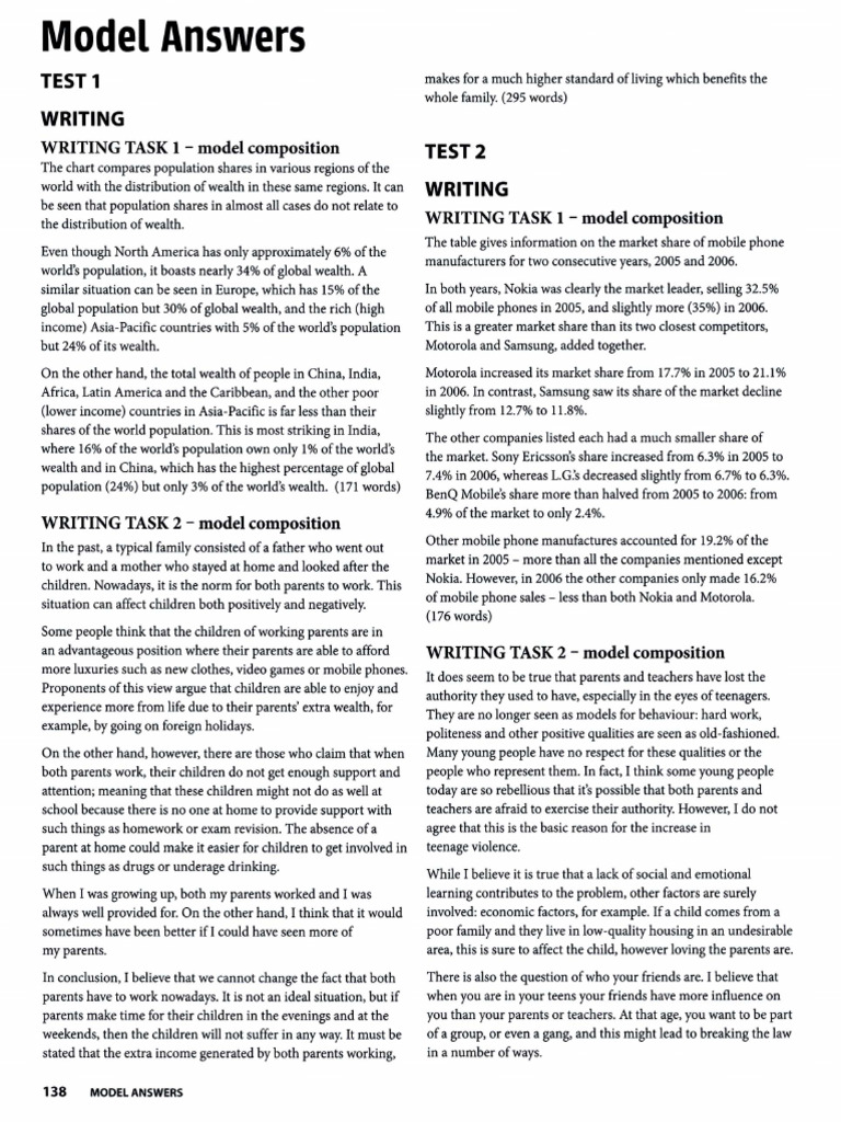 Model Answers Writing | PDF
