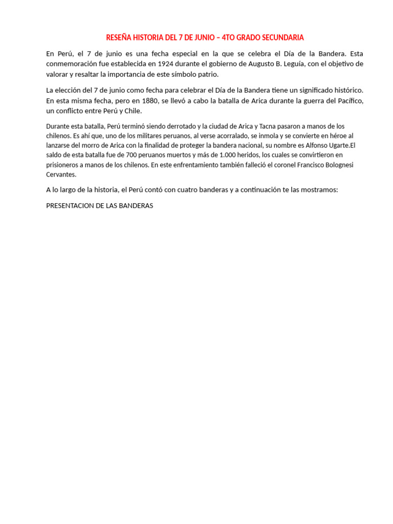 RESEÑA HISTORIA DEL 7 DE JUNIO | PDF