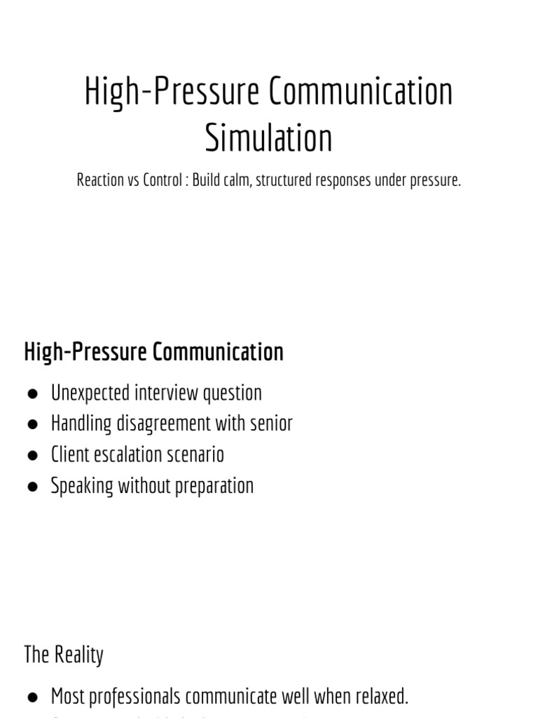 High-Pressure Communication Simulation | PDF
