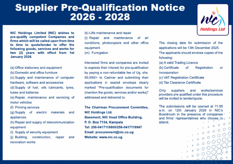 Prequalification Notice | PDF