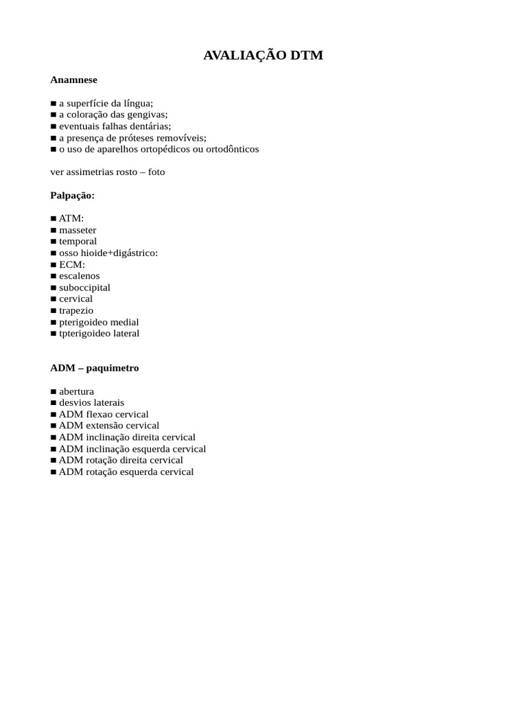 Avaliação DTM | PDF