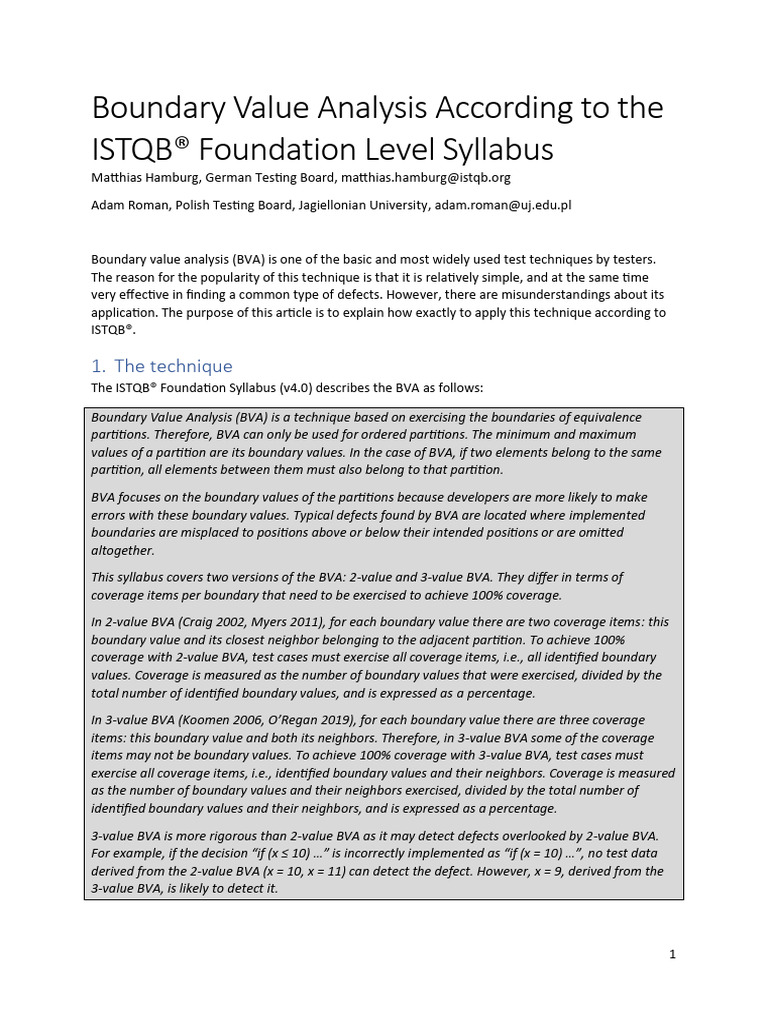 Boundary Value Analysis White Paper | PDF | Software Testing | Mathematics