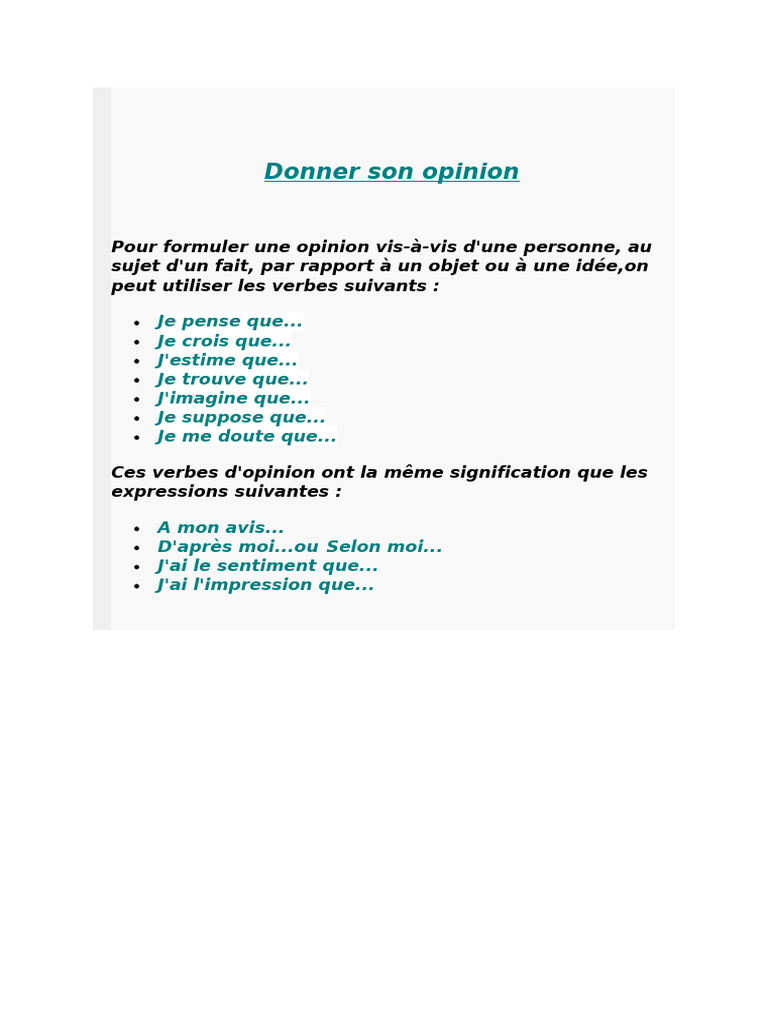 Donner Son Opinion | PDF