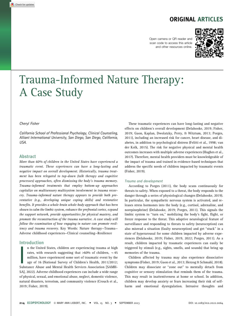 Fisher 2023 Trauma Informed Nature Therapy A Case Study | PDF ...