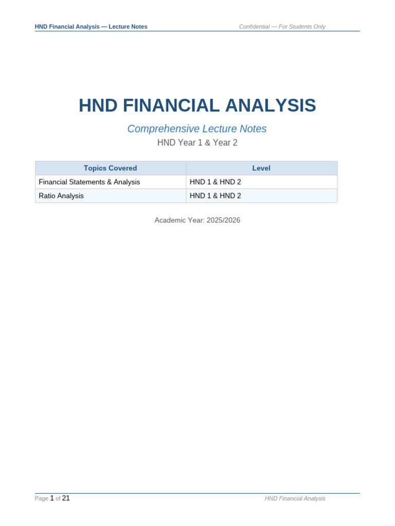 Financial Analysis Notes | PDF | Expense | Equity (Finance)