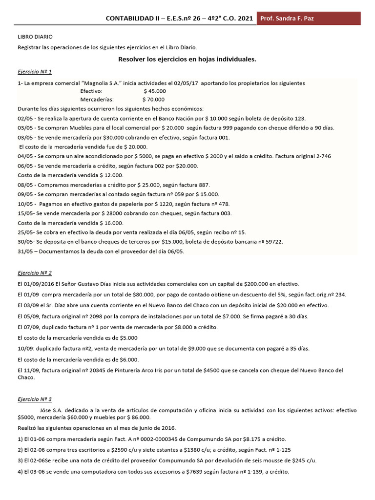 EJERCICIOS CONTABILIDAD 2021 | PDF | Bancos | Cheque