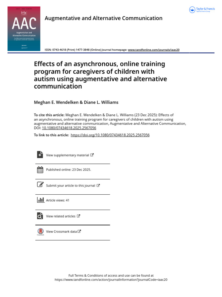 Effects of An Asynchronous Online Training Program For Caregivers of ...