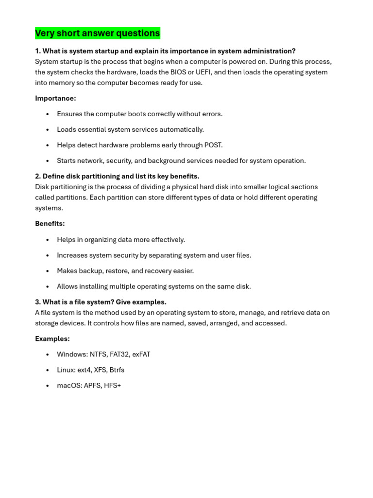 System Administration Notes (Complete With Assignments) | PDF | File ...
