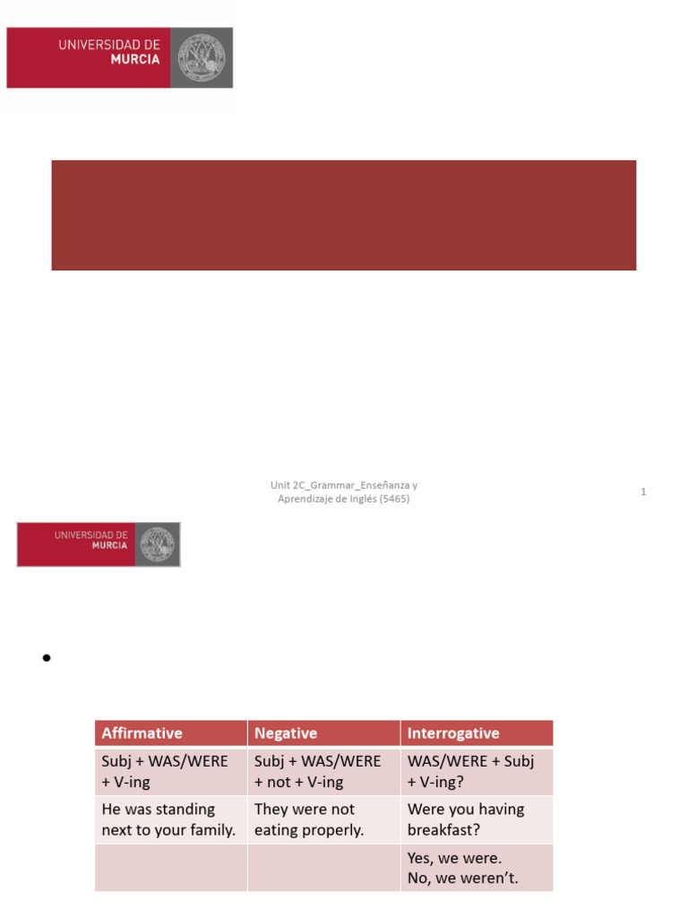 Unit 2C - Past Tenses II | PDF | Syntax | Semantics