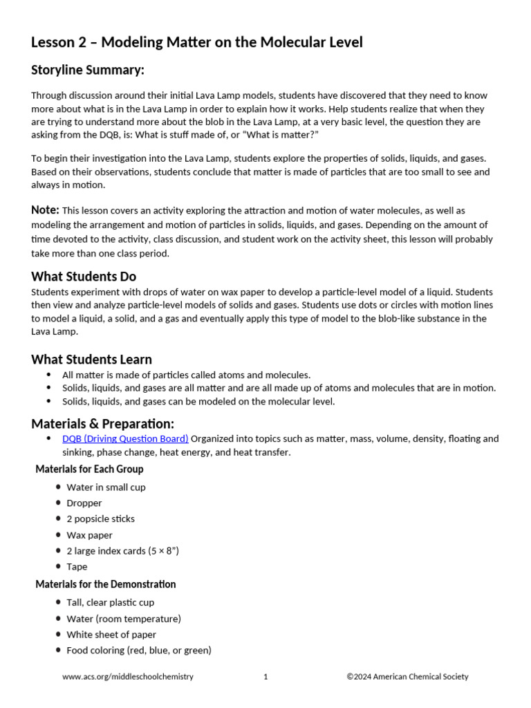 Lava Lesson2 Storyline2 | PDF | Gases | Molecules