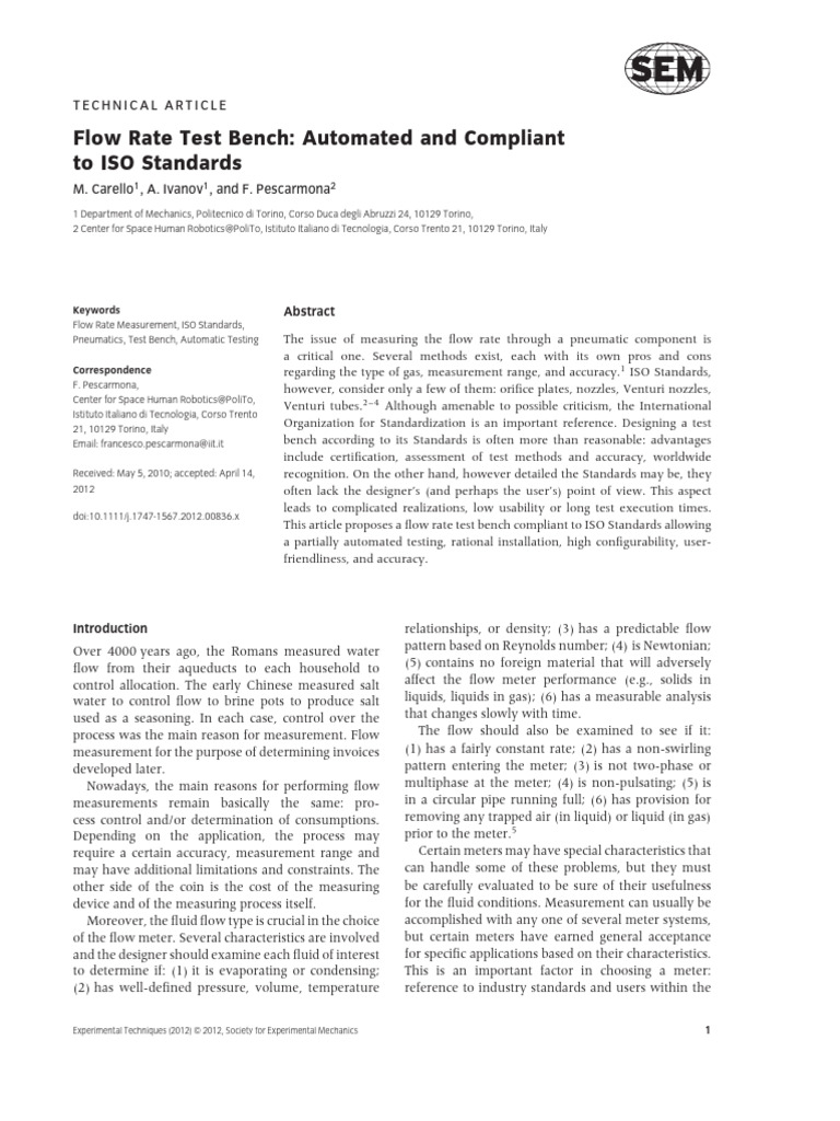 Flow Rate Test Bench Automated and Compl | PDF | Flow Measurement ...