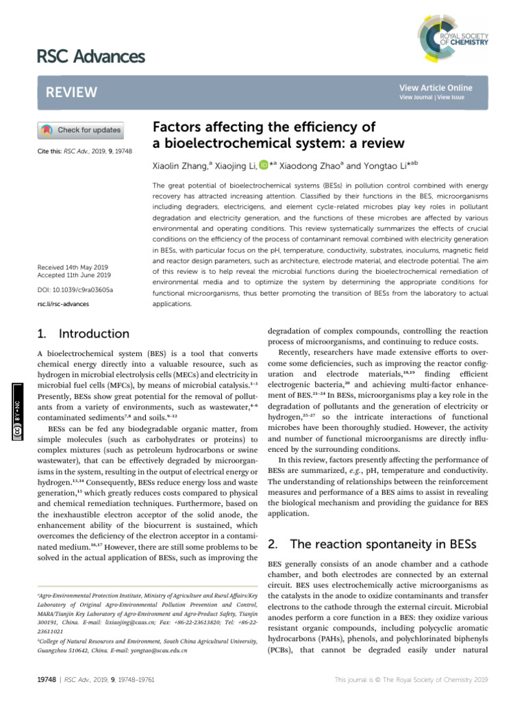RSC Advances: Review | PDF | Redox | Chemical Reactions