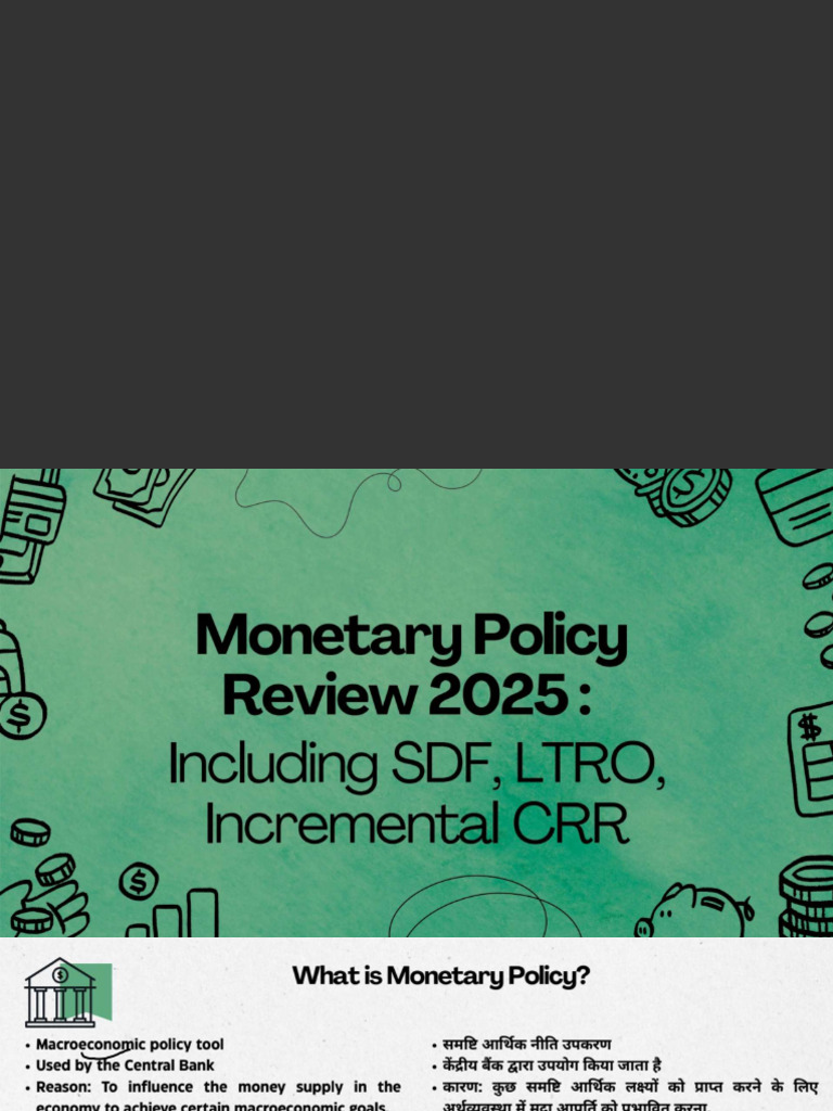 Lecture 13 - Monetary Policy Review 2025 - SDF, LTRO, Incremental CRR | PDF