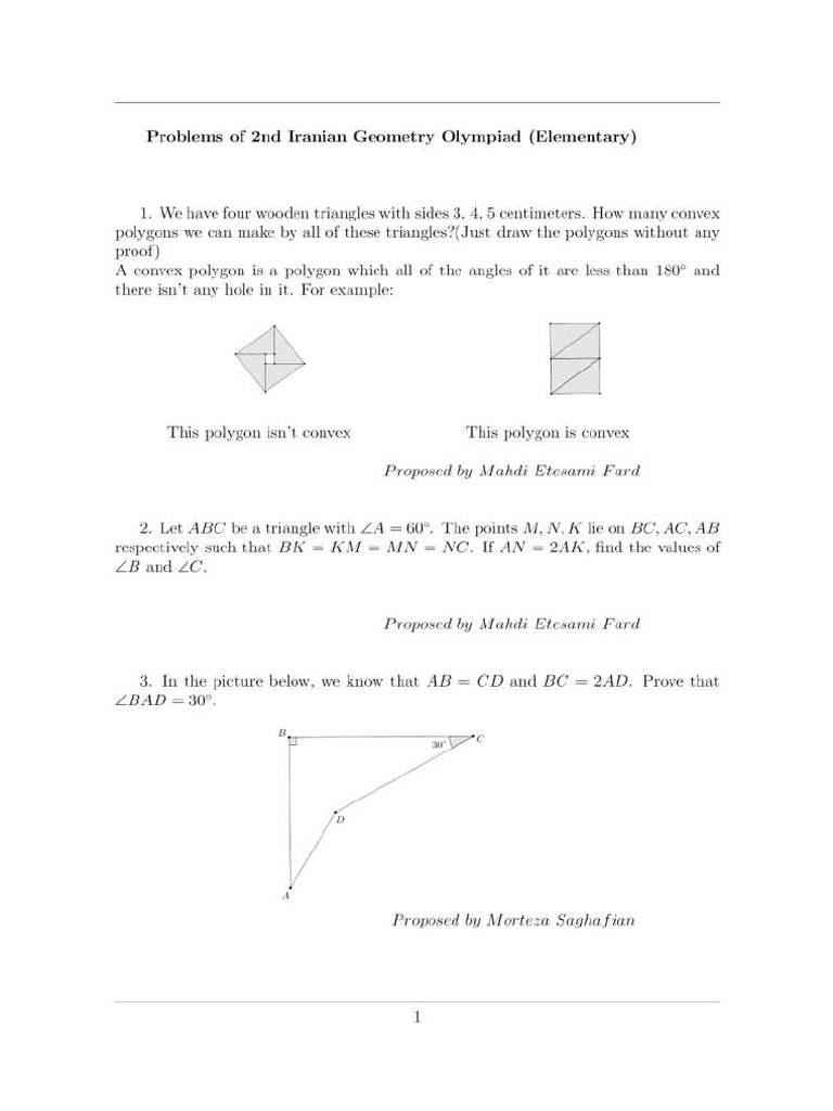 IGO - Iranian Geometry Olympiad 2015 | PDF | Rectangle | Triangle