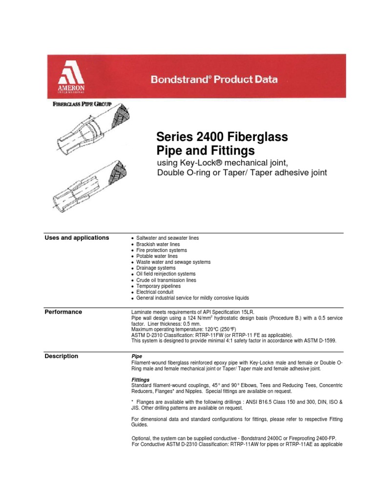 Bondstrand 2400 and Fittings PDF Strength Of Materials Fiberglass