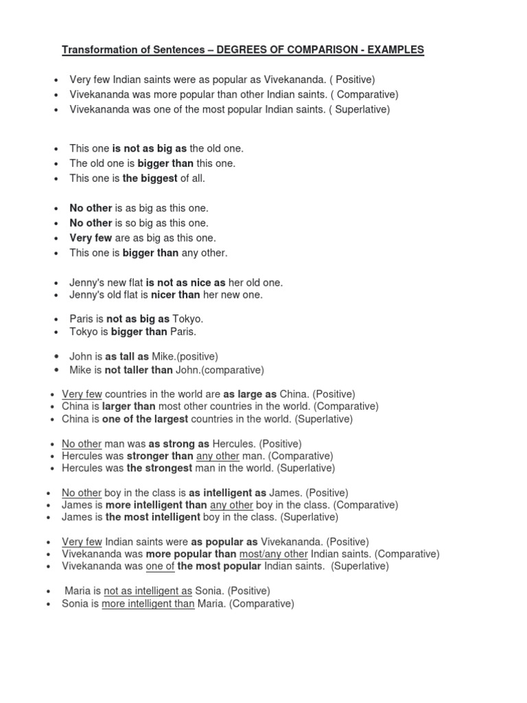 Degrees of Comparison-MORE EXAMPLES | PDF