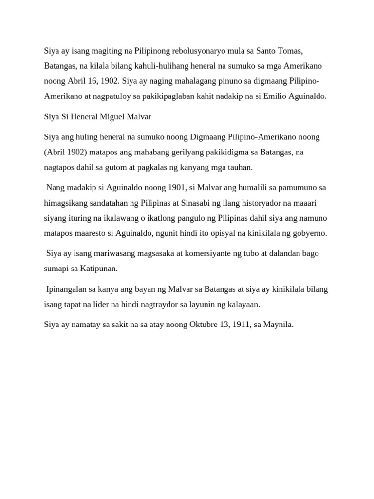 Siya Ay Isang Magiting Na Pilipinong Rebolusyonaryo Mula Sa Santo Tomas ...