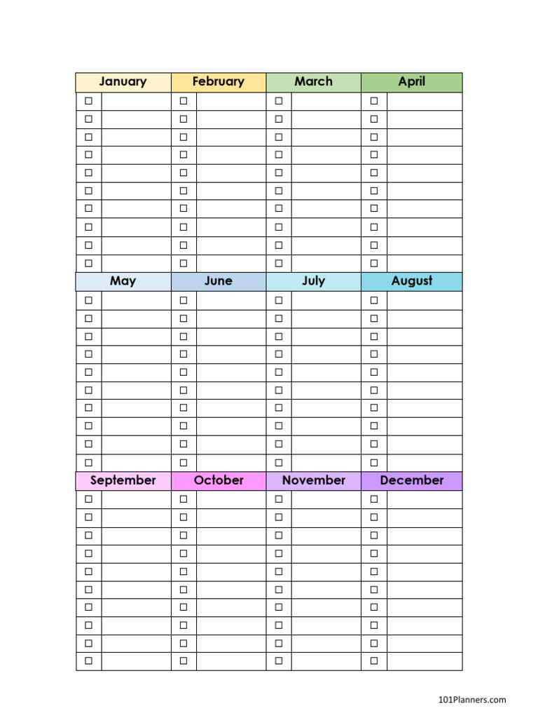 Monthly Checklist Color | PDF