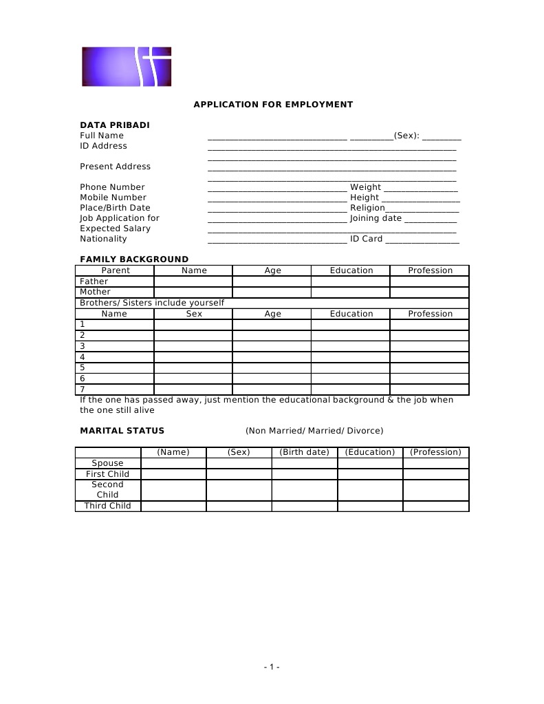 Job Application Form Template | PDF | Identity Document | Labour