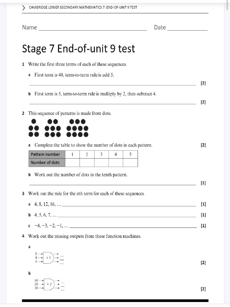 Stage7 - End of Unit 9 Test | PDF